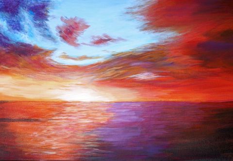 MER DE FEU - Peinture - Maurice Grinda