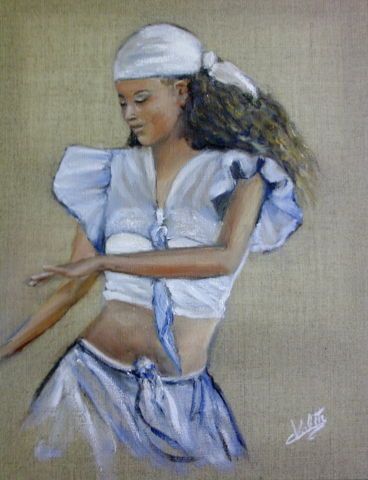 LA DANSEUSE AU TAMBOUR - Peinture - Catherine Valette
