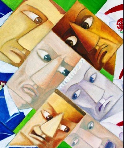 OVALIE:ENTRE AMIS sous la m�l�e - Peinture - Gerard Lesoeur