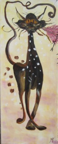 Le chat � la fleur - Peinture - Maryaude