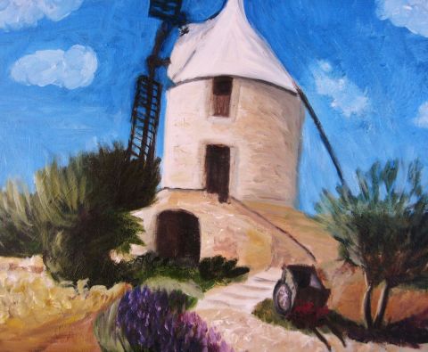 Le moulin de Villeneuve Minervois - Peinture - Maryaude