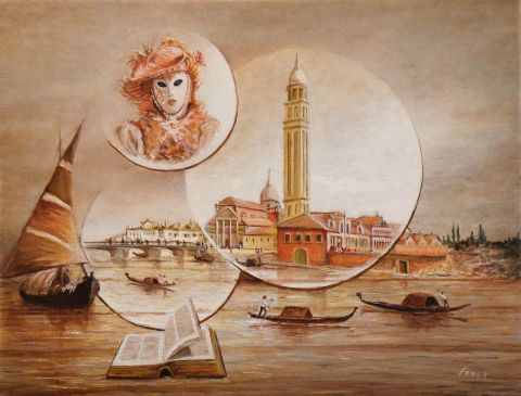 Autrefois en Gondole - Peinture - Frank GODILLE