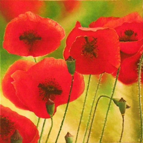 Coeur de Coquelicots - Peinture - Frank GODILLE