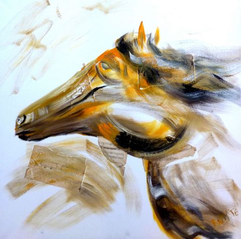 CHEVAL AU GALOP - Peinture - BAPTYSTE