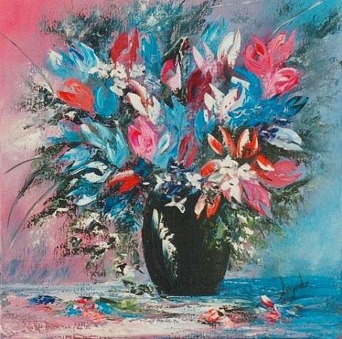40   Tulipes bleues - Peinture - genevieve lagarde