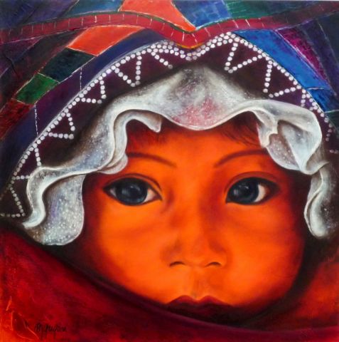 ENFANT ET DENTELLE - Peinture - MARTINE GREGOIRE