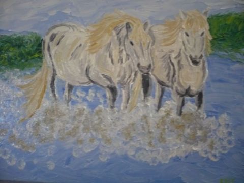 chevaux camarguais - Peinture - minaric