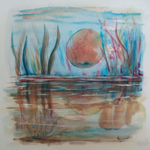 abstration reflets sur l'eau - Peinture - valerie CROCHARD