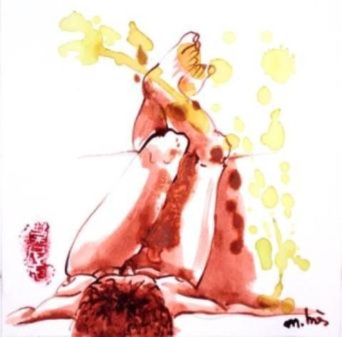 Les pieds au mur - Dessin - Monick Bres 