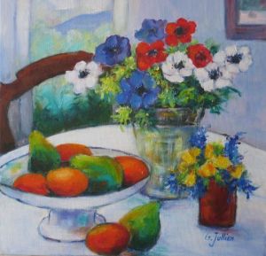Voir cette oeuvre de Ginette JULLIEN: anemones et fruits