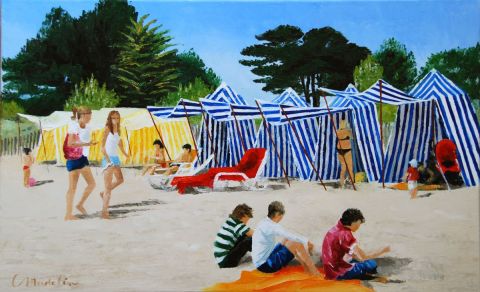 Cabines de plage - Peinture - Catherine MADELINE