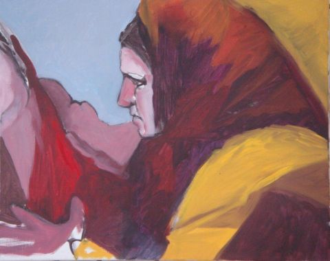 Femmes en pleurs - Peinture - Christiane Jousset