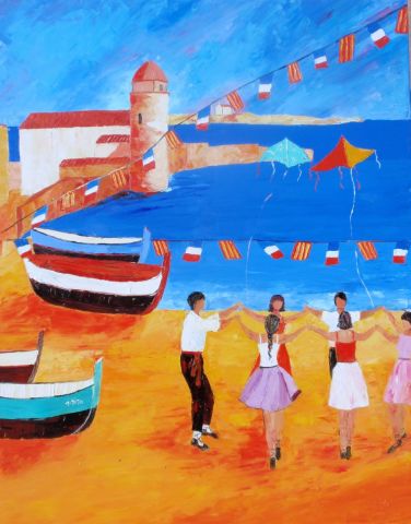 Jour de F�te � Collioure - Peinture - Julie PIOCH