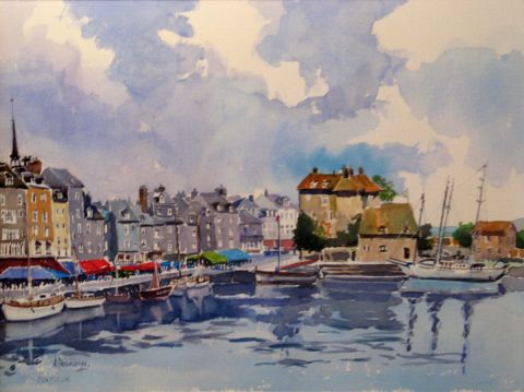 Le port de Honfleur - Peinture - alain deschamps