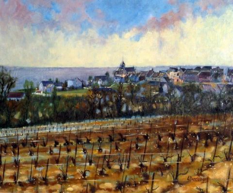 Dominante sur Fleury la Rivi�re . - Peinture - alain deschamps