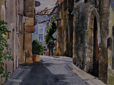 Rue Saumande � Brant�me . - Peinture - alain deschamps