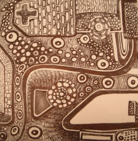 la place du village - Peinture - MURIEL AUSTRUY