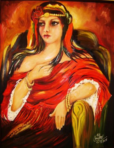L'artiste MILA - Femme au châle rouge