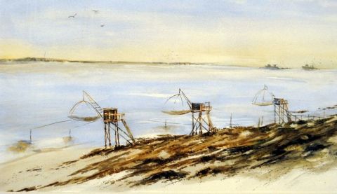 L'artiste alain deschamps - Pêcheries sur la côte atlantique .