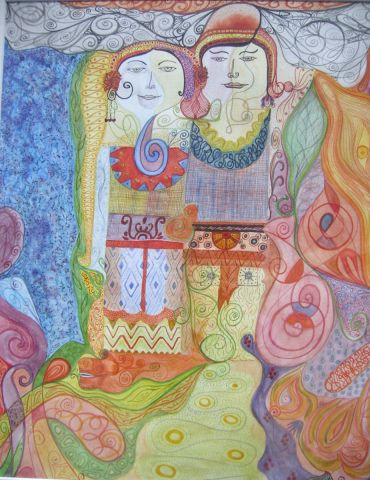 mariage balinais - Peinture - carole zilberstein