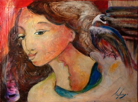 L'oiseau bleu - Peinture - Maleine