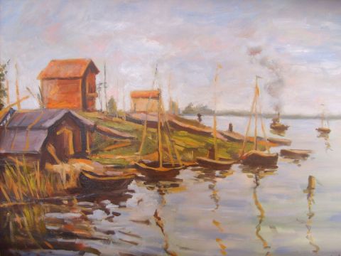 l'ile aux bateaux - Peinture - nassim chaibi