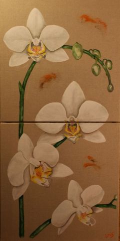 Diptique Orchidées - Peinture - 2nis
