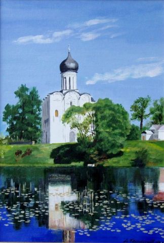 Eglise sur la Nerl (Russie) - Peinture - Feo
