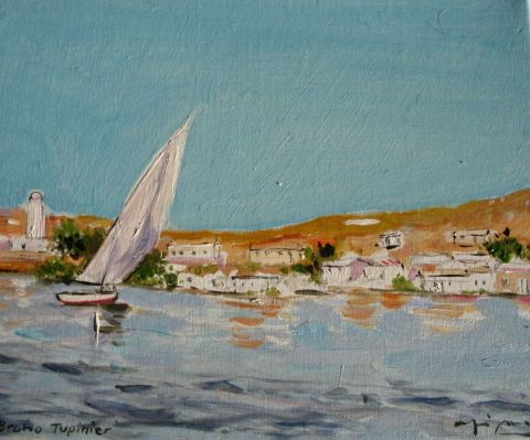 Felouque au bord du Nil N°1 - Peinture - Bruno Tupinier