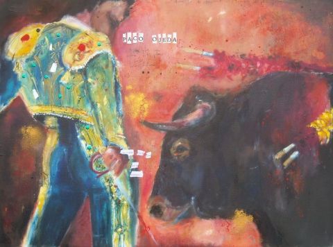 L'artiste isabelle petit - taureau et torero, paco ojeda