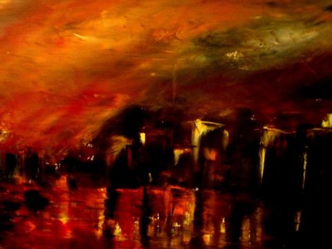 Red night - Peinture - Pierre Paul Marchini
