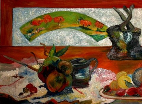 L'artiste Paoli - Nature morte à l'eventail de Gauguin