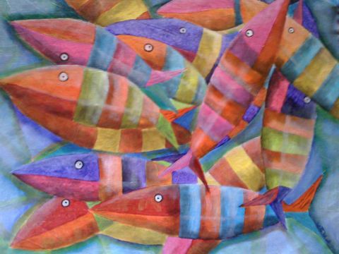 SUN FISH - Peinture - NADINE L