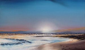 Peinture de antoine: coucher des soleil  à La  tamarissiere
