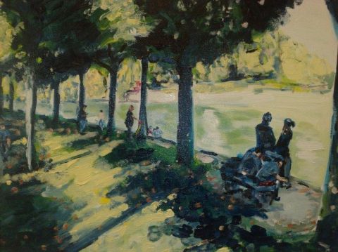 Les promeneurs sur le bord de Marne - Peinture - PHILIPPE ARLAUD