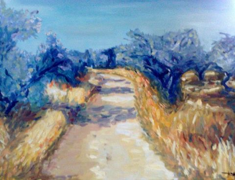 Le Chemin des Oliviers sur la colline de Toutes Aures - Peinture - PHILIPPE ARLAUD