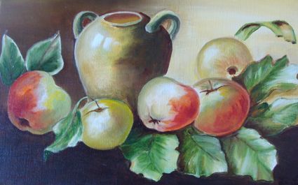 Cruche et pommes - Peinture - Lifa