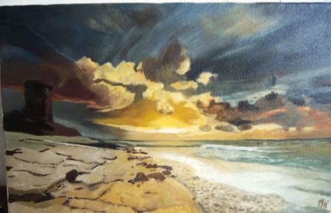 L'artiste DANIELE MORGANTI - coucher de soleil sur la plage