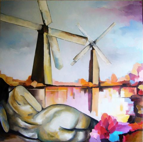 les moulins de hollande - Peinture - JABERT