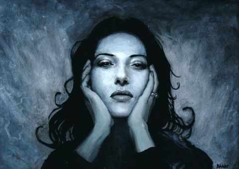 Femme aux cheveux noirs - Peinture - Alain Barat