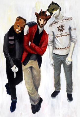 trois anonymes - Peinture - LM