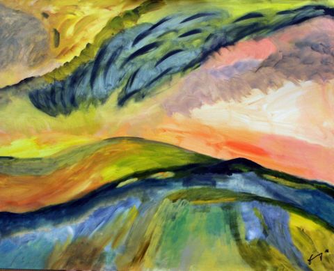 Le volcan s'éveille - Peinture - Albert Enz
