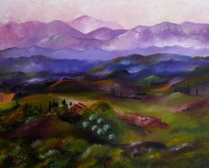 Peinture de Francoise TOLBIAC: Toscane à l'aube
