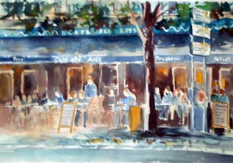 Café des Arts à Bordeaux  - Peinture - Thaline 