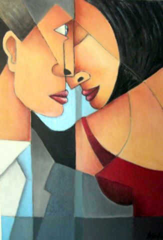 COUPLE - Peinture - Gerard Lesoeur
