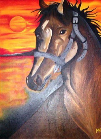 mon cheval au pelage soyeux - Peinture - Miker