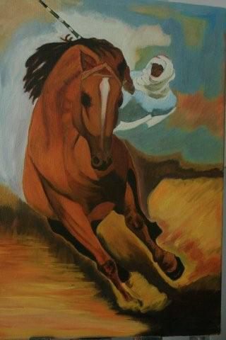 L'artiste Ochen - Touareg à cheval au grand galop