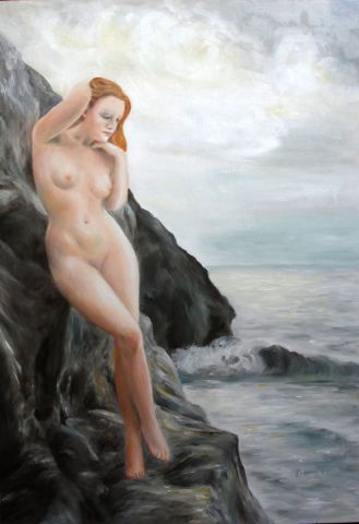 L'artiste Jean-Joseph Chevalier - nymphe au bord de mer