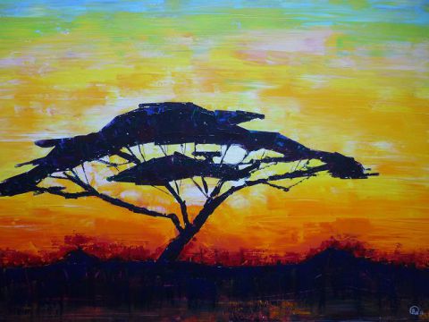 L'arbre au coucher - Peinture - Olivia BOA