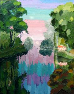 Peinture de attilioradice: Paysage avec lac